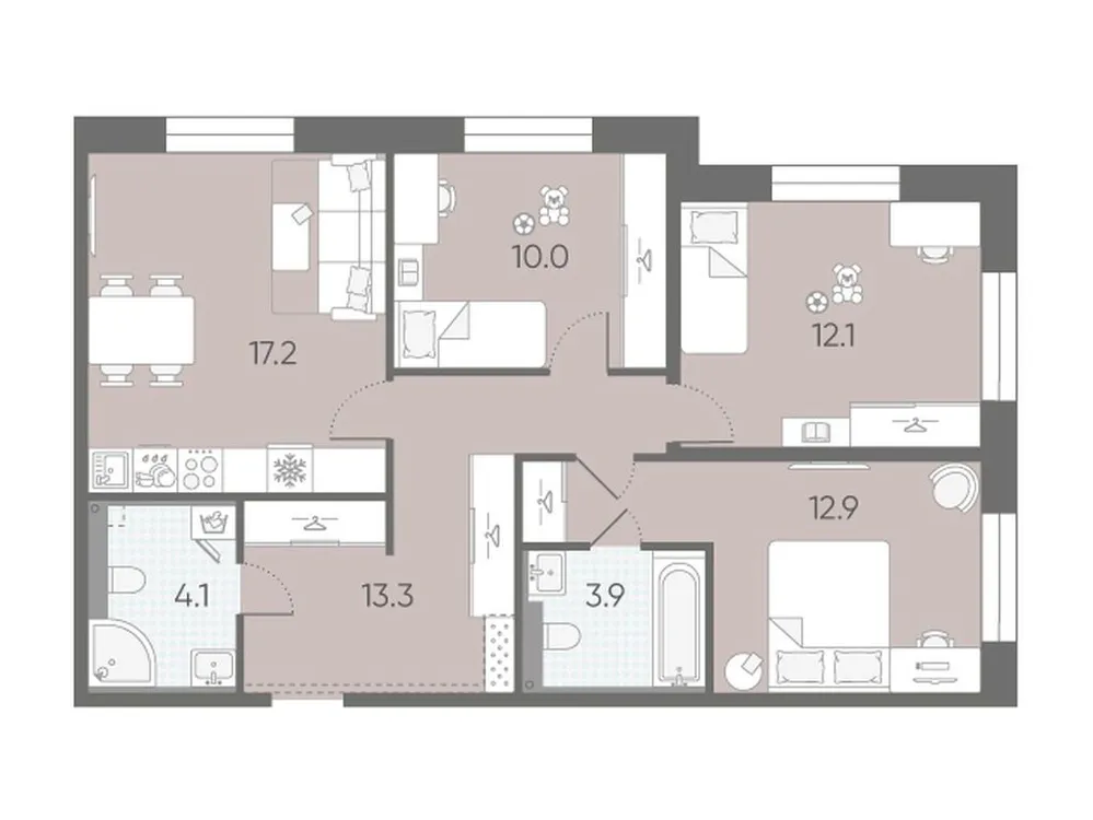 Продается 3-комнатная квартира, 73,5 м² - Фото 1