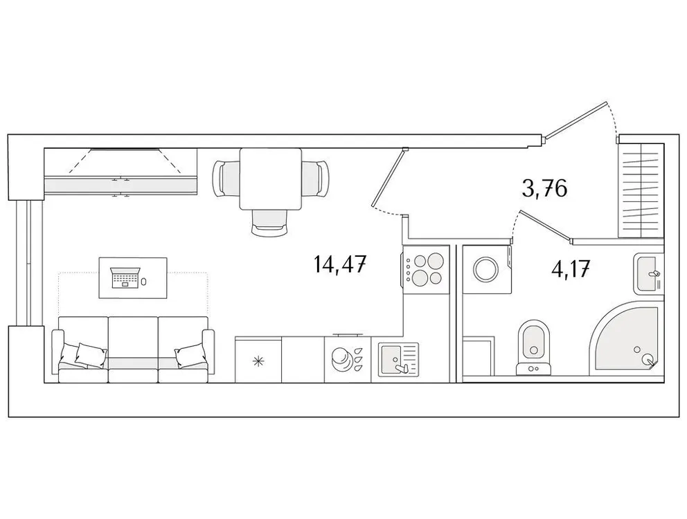 Продается студия, 22,4 м² - Фото 1