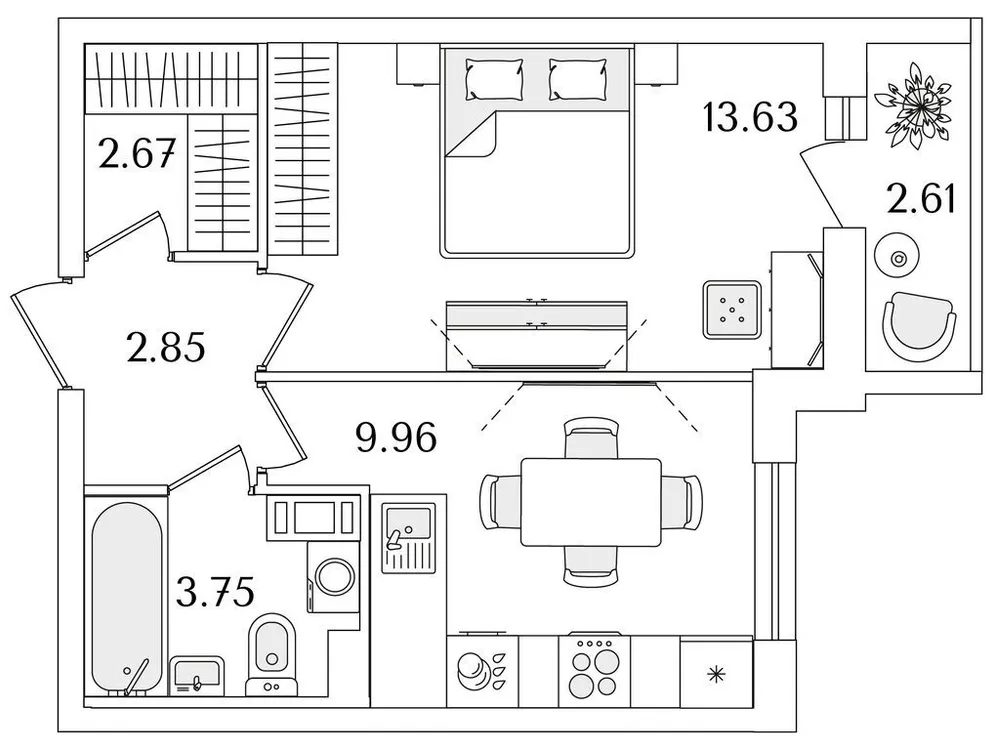 Продается 1-комнатная квартира, 34,2 м² - Фото 1