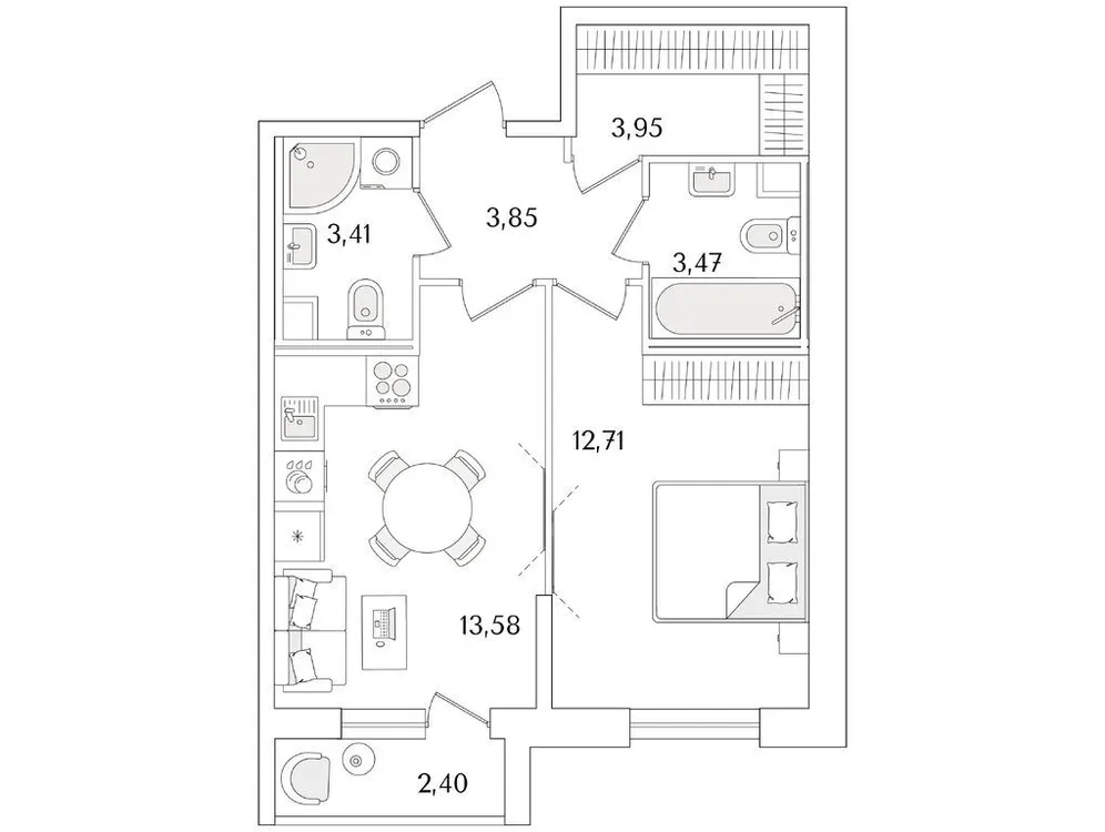 Продается 1-комнатная квартира, 42,2 м² - Фото 1
