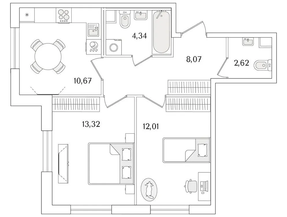Продается 2-комнатная квартира, 51 м² - Фото 1
