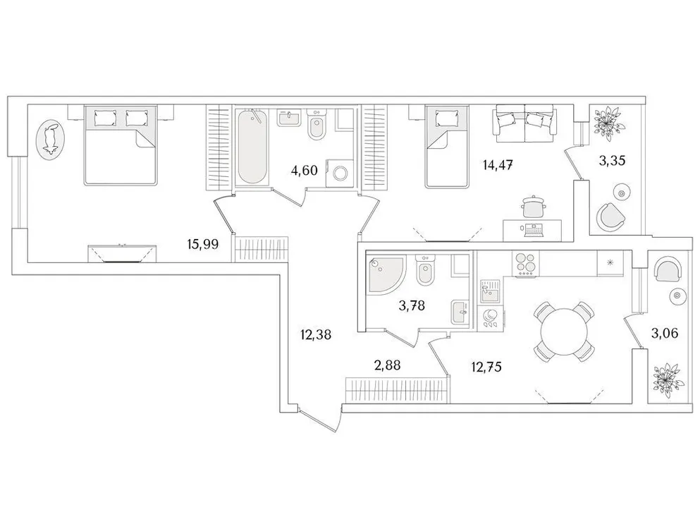 Продается 2-комнатная квартира, 67,2 м² - Фото 1