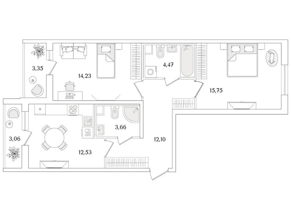 Продается 2-комнатная квартира, 66 м² - Фото 1