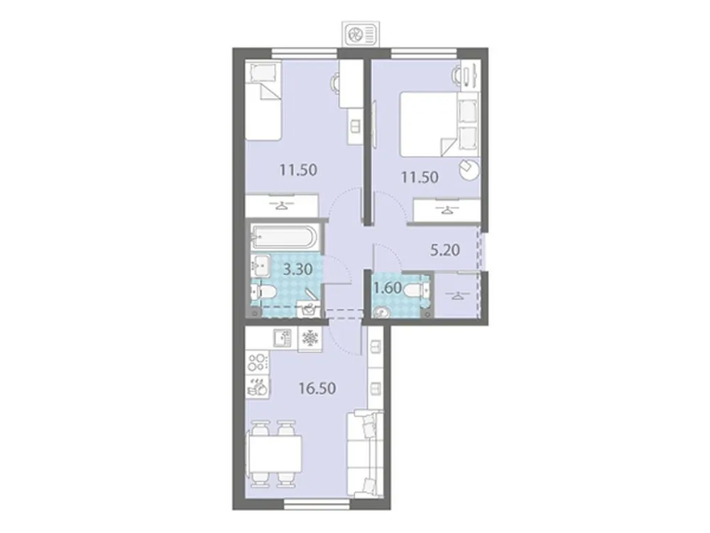 Продается 2-комнатная квартира, 49,6 м² - Фото 1