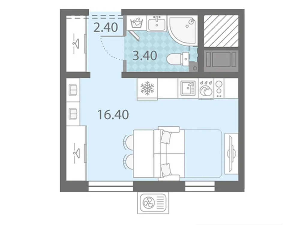 Продается студия, 22,2 м² - Фото 1