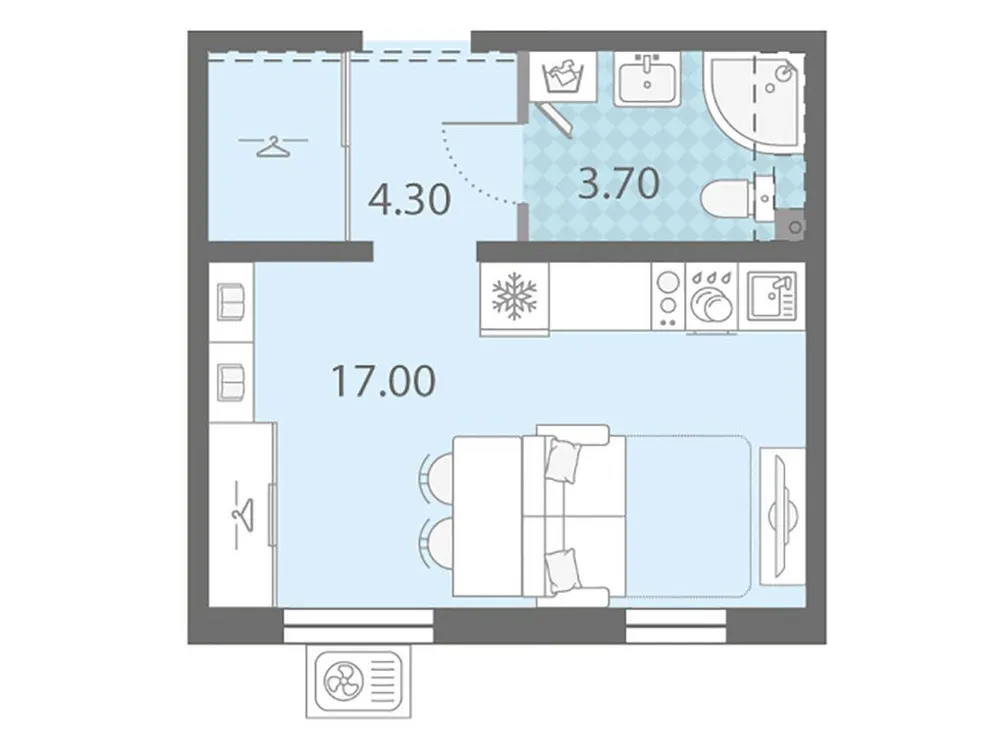 Продается студия, 25 м² - Фото 1