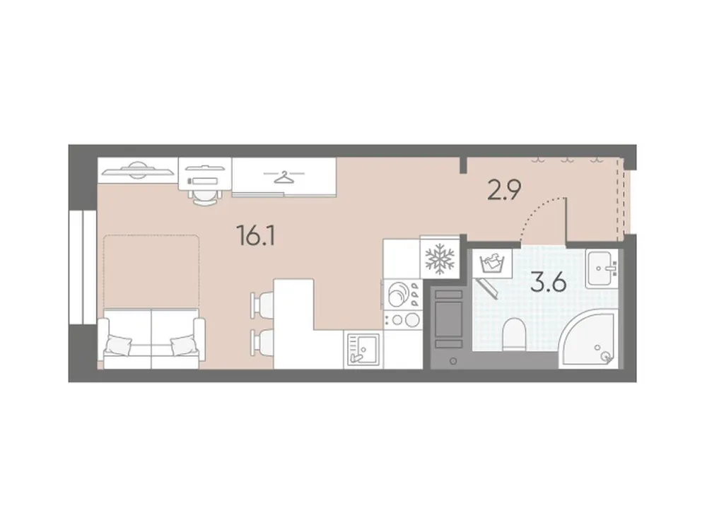 Продается студия, 22,6 м² - Фото 1