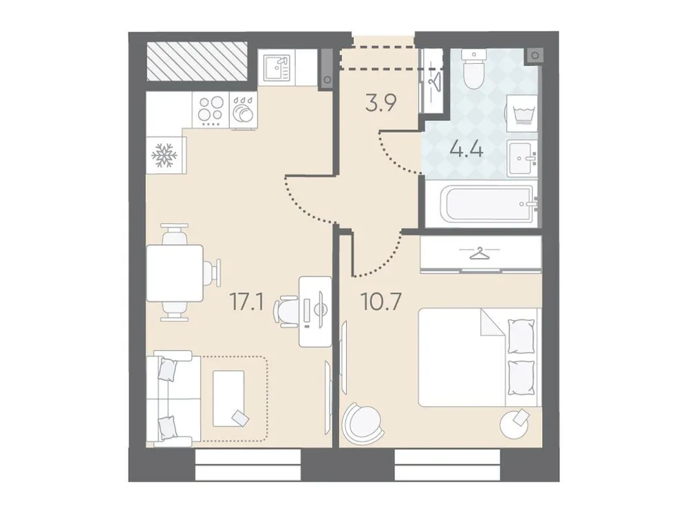 Продается 1-комнатная квартира, 35,8 м² - Фото 1