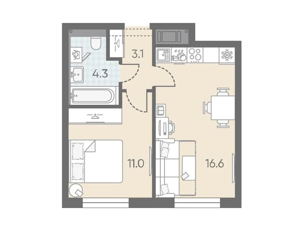 Продается 1-комнатная квартира, 35 м² - Фото 1