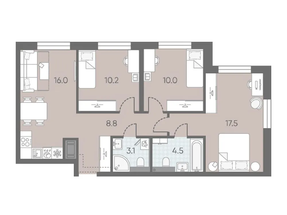 Продается 3-комнатная квартира, 70,1 м² - Фото 1