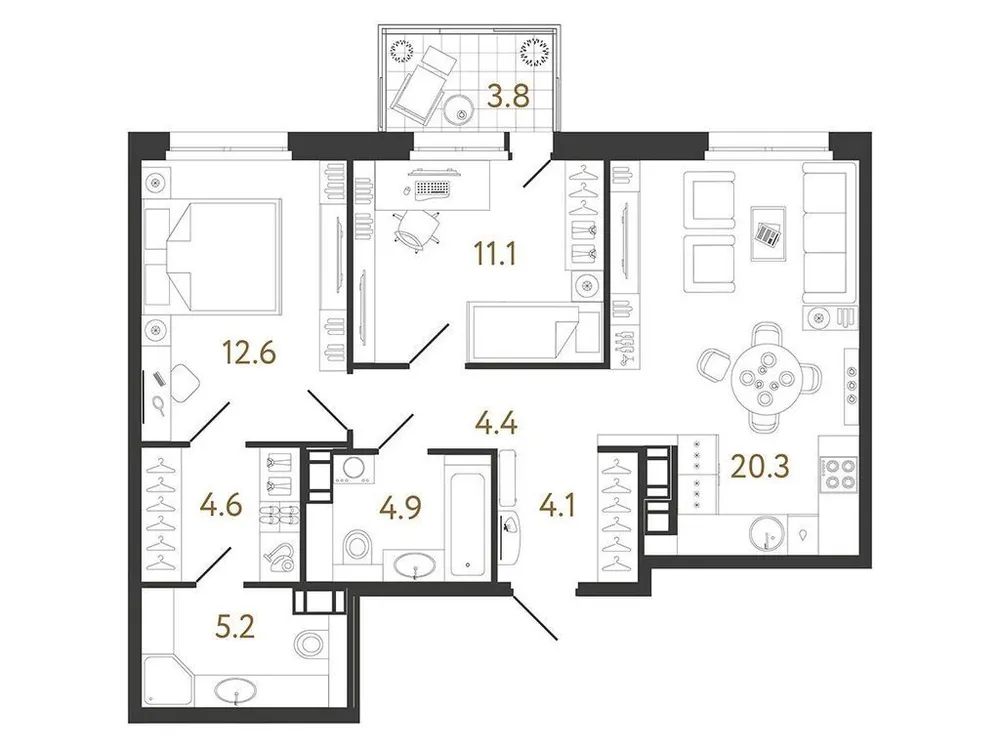 Продается 2-комнатная квартира, 67 м² - Фото 1