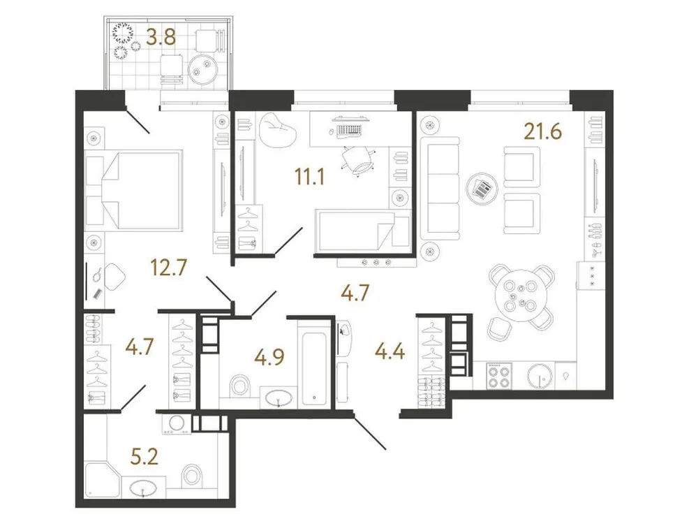 Продается 2-комнатная квартира, 69,1 м² - Фото 1