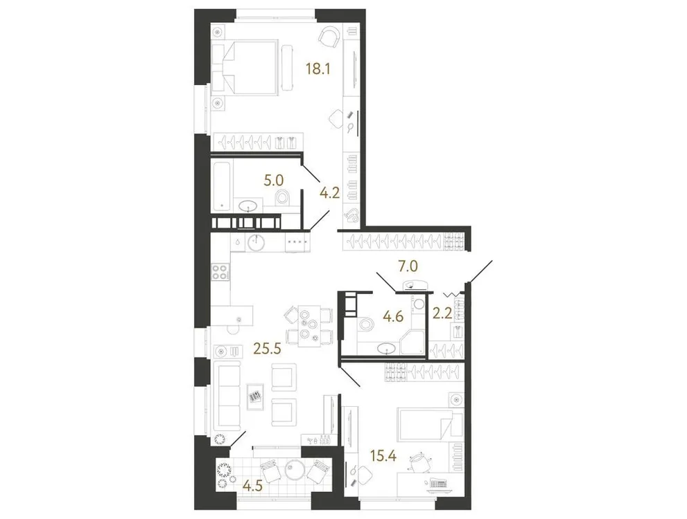 Продается 2-комнатная квартира, 81,3 м² - Фото 1