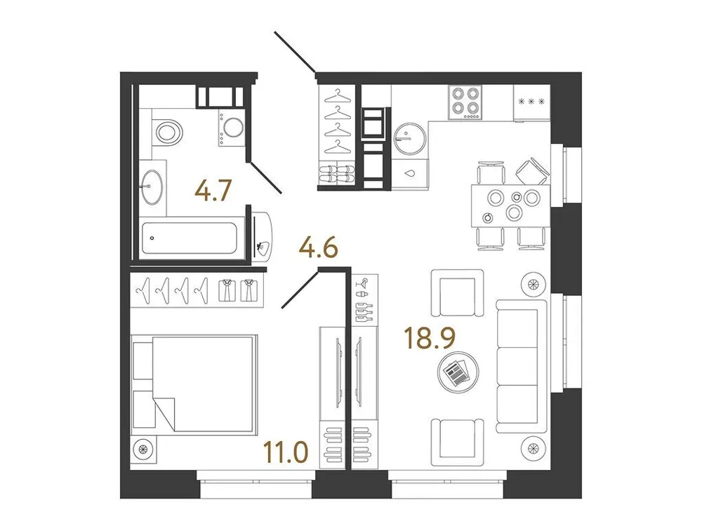 Продается 1-комнатная квартира, 39,5 м² - Фото 1