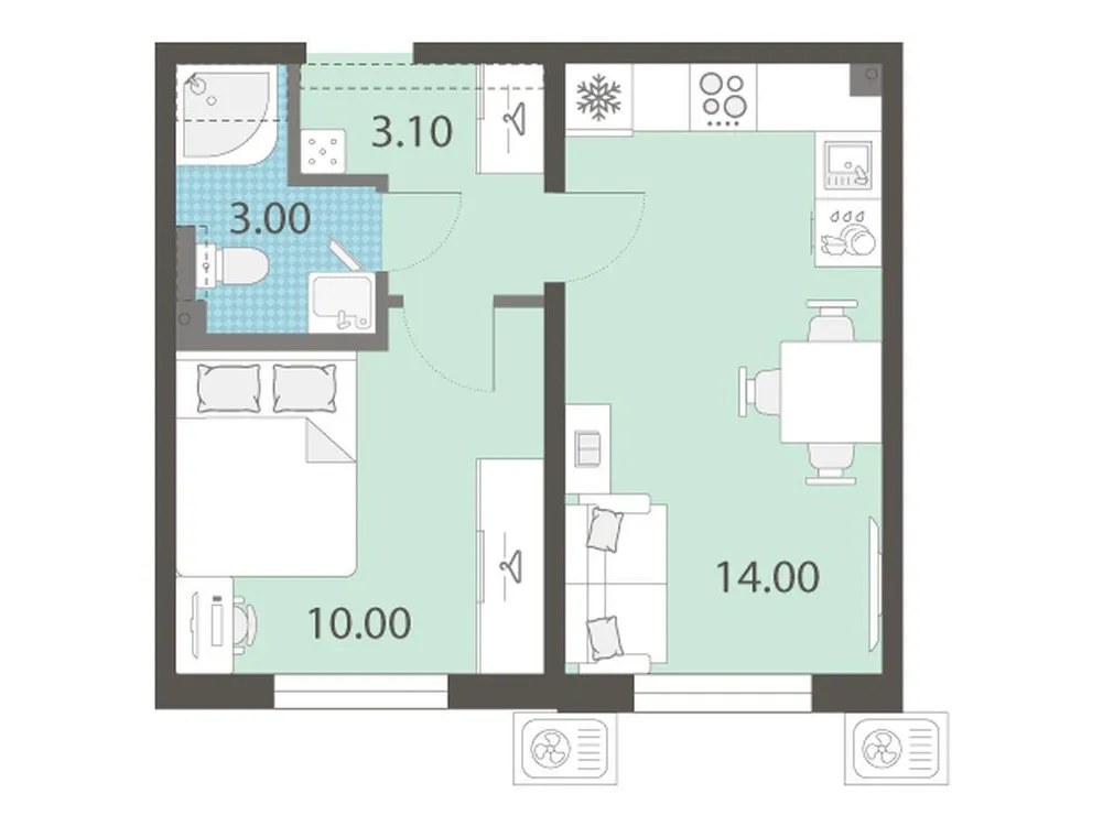 Продается 1-комнатная квартира, 30,1 м² - Фото 1