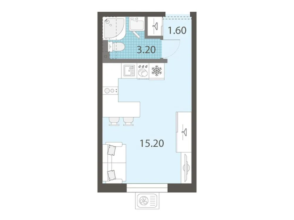Продается студия, 20 м² - Фото 1