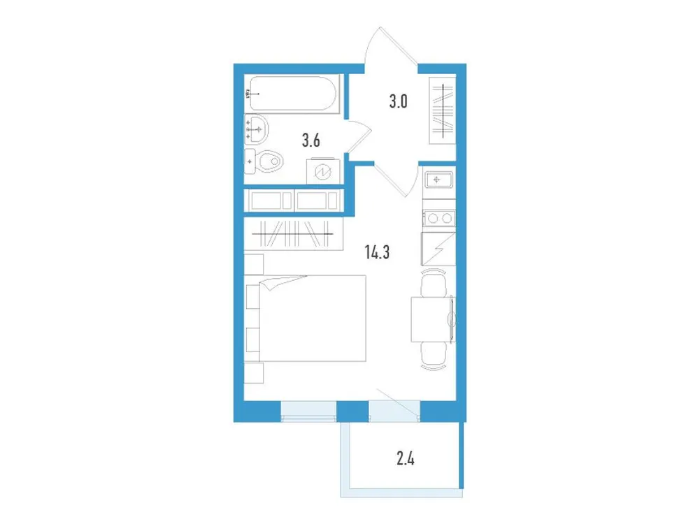 Продается студия, 21,6 м² - Фото 2