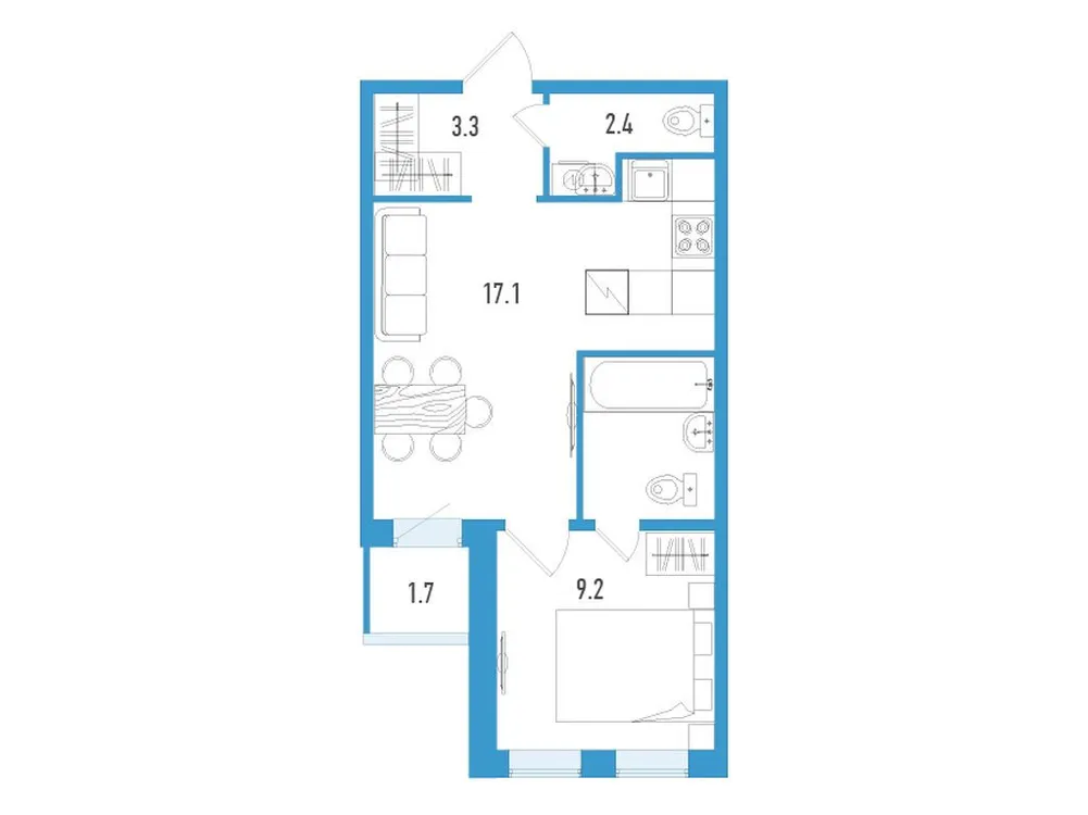 Продается 1-комнатная квартира, 37 м² - Фото 2