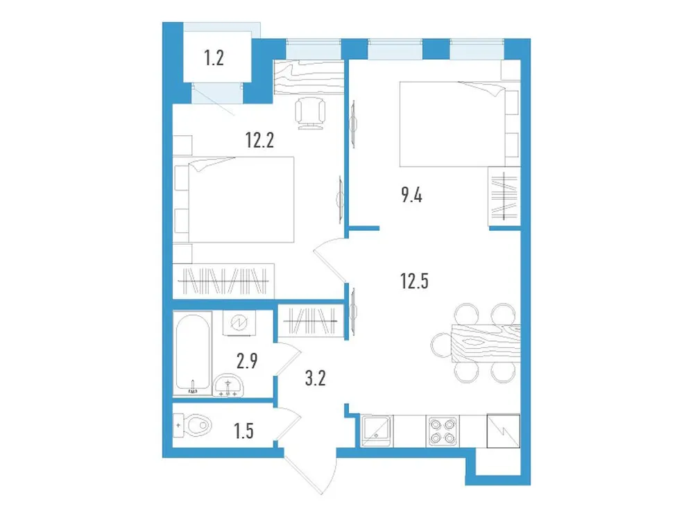 Продается 2-комнатная квартира, 42,3 м² - Фото 2