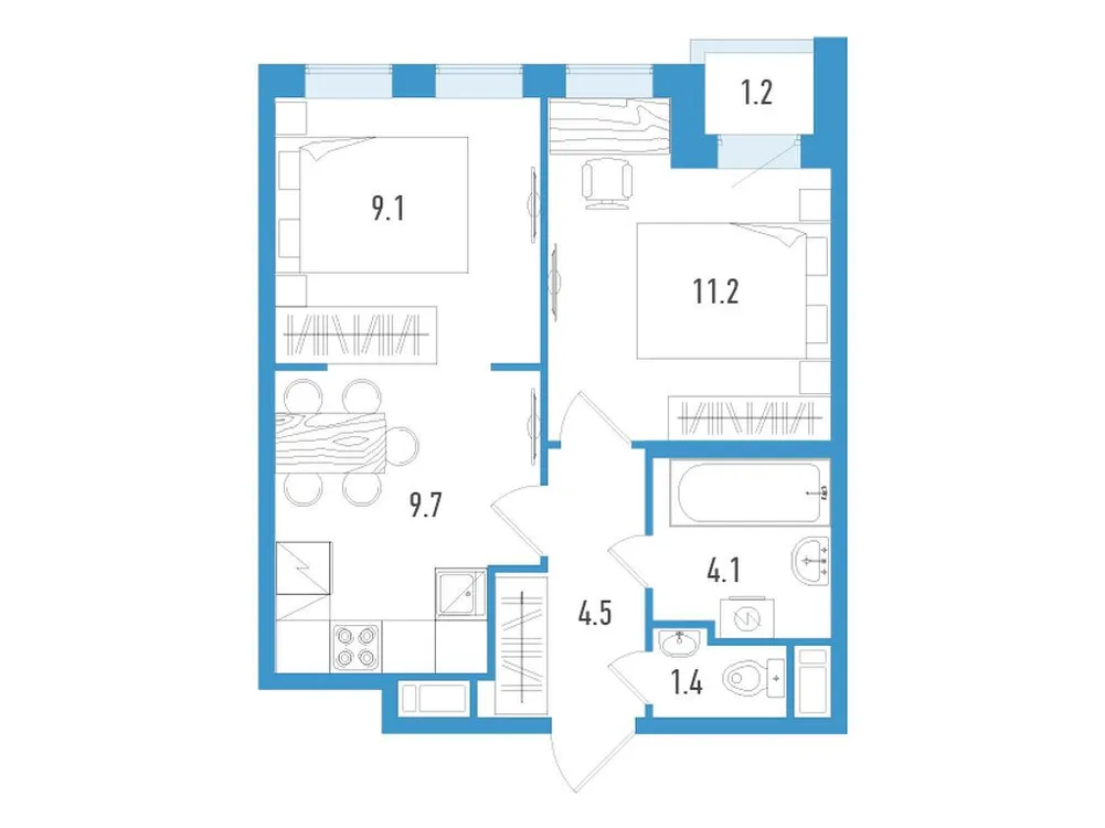 Продается 2-комнатная квартира, 40,6 м² - Фото 2