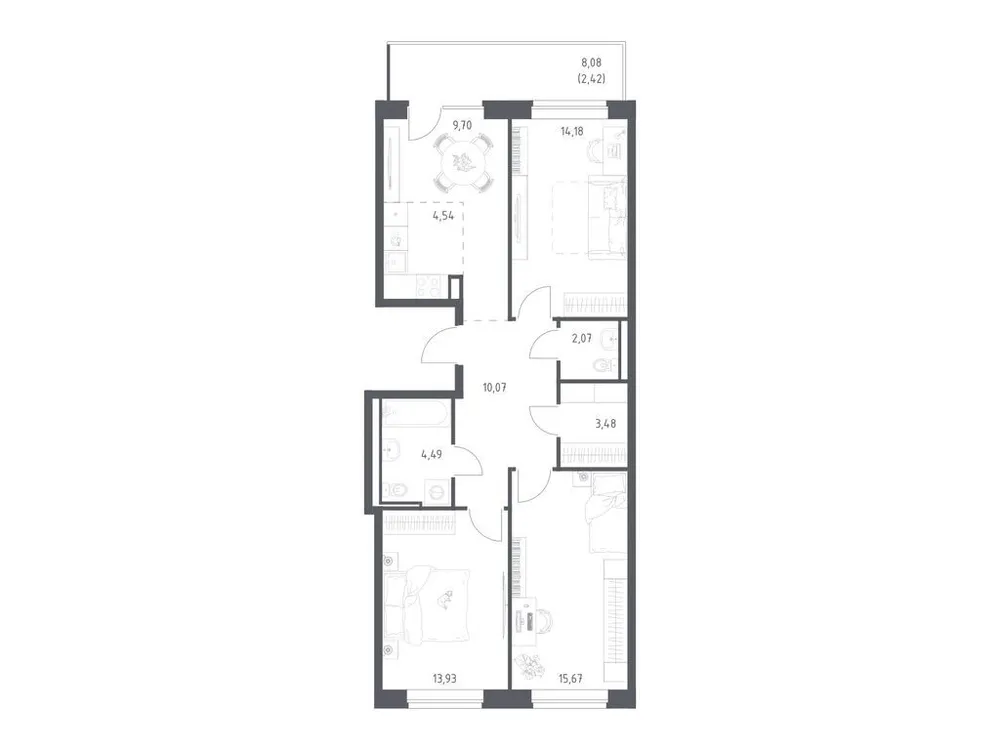 Продается 3-комнатная квартира, 80,6 м² - Фото 2