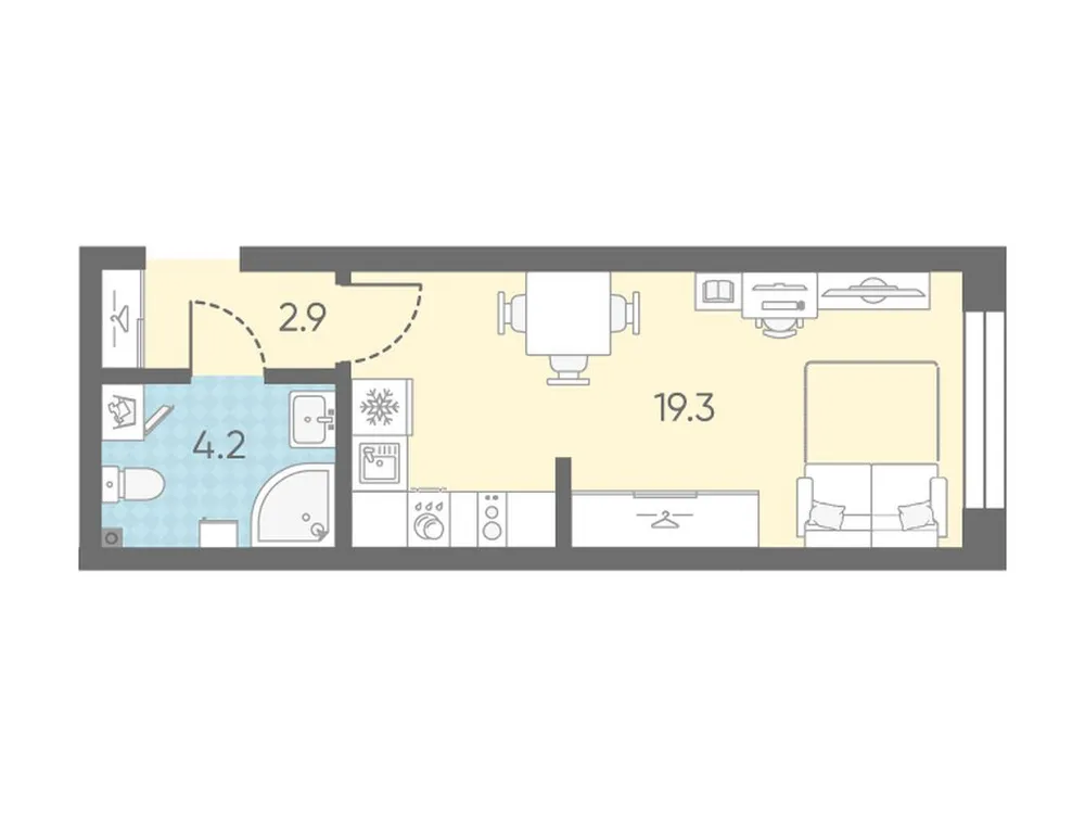 Продается студия, 26,4 м² - Фото 1