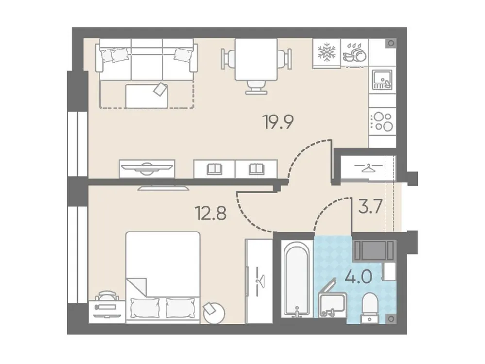 Продается 1-комнатная квартира, 40,4 м² - Фото 1
