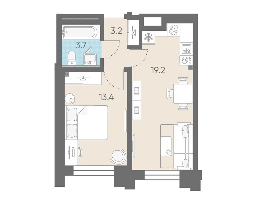 Продается 1-комнатная квартира, 39,5 м² - Фото 1