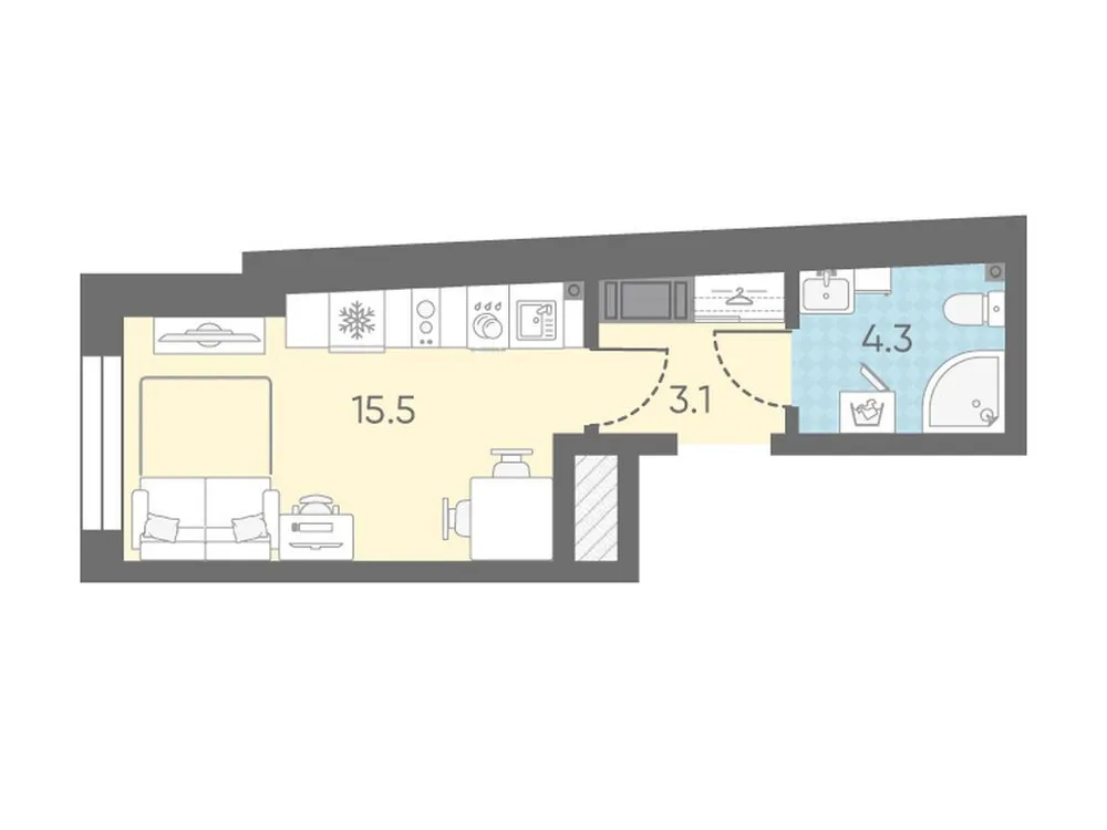 Продается студия, 22,9 м² - Фото 1