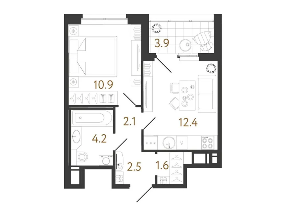 Продается 1-комнатная квартира, 33,6 м² - Фото 1