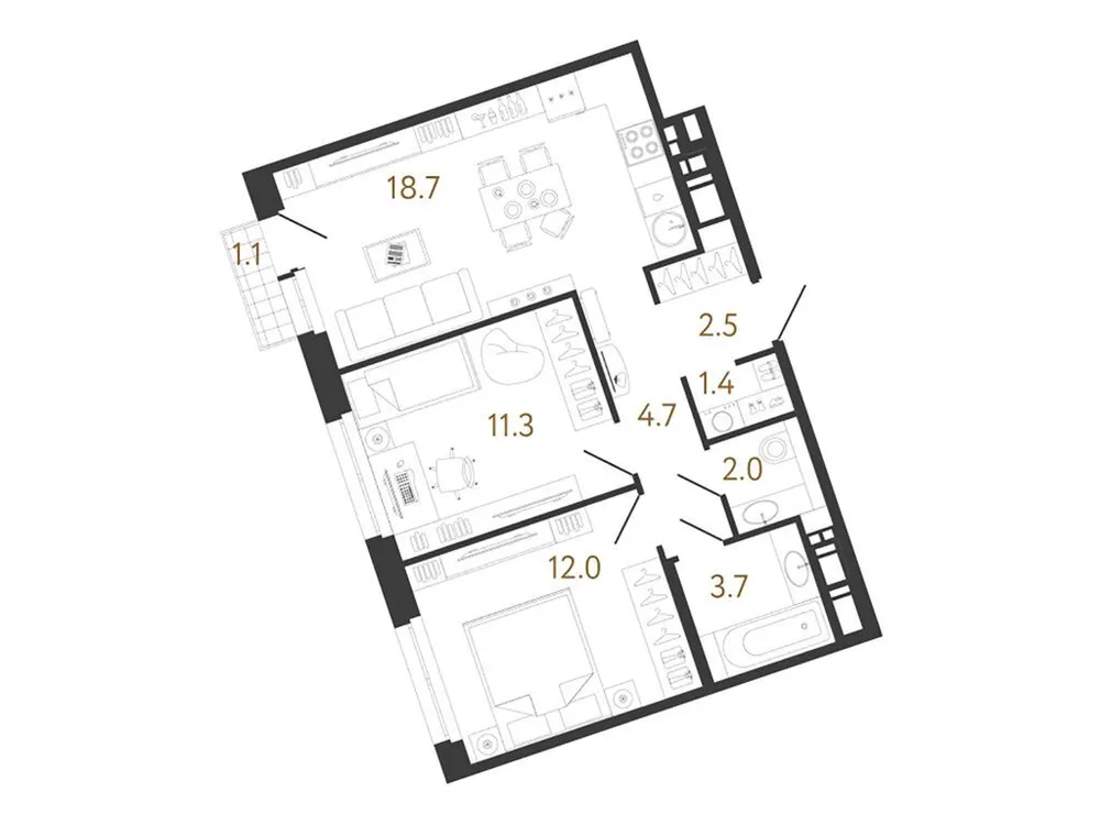 Продается 2-комнатная квартира, 56,3 м² - Фото 1