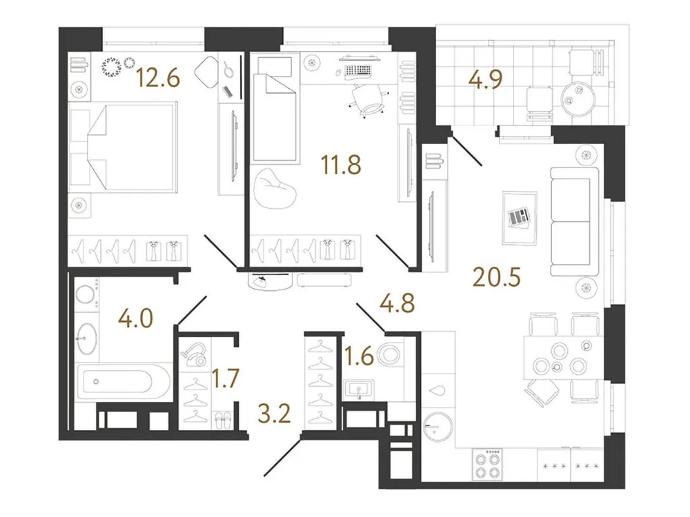 Продается 2-комнатная квартира, 60,2 м² - Фото 1