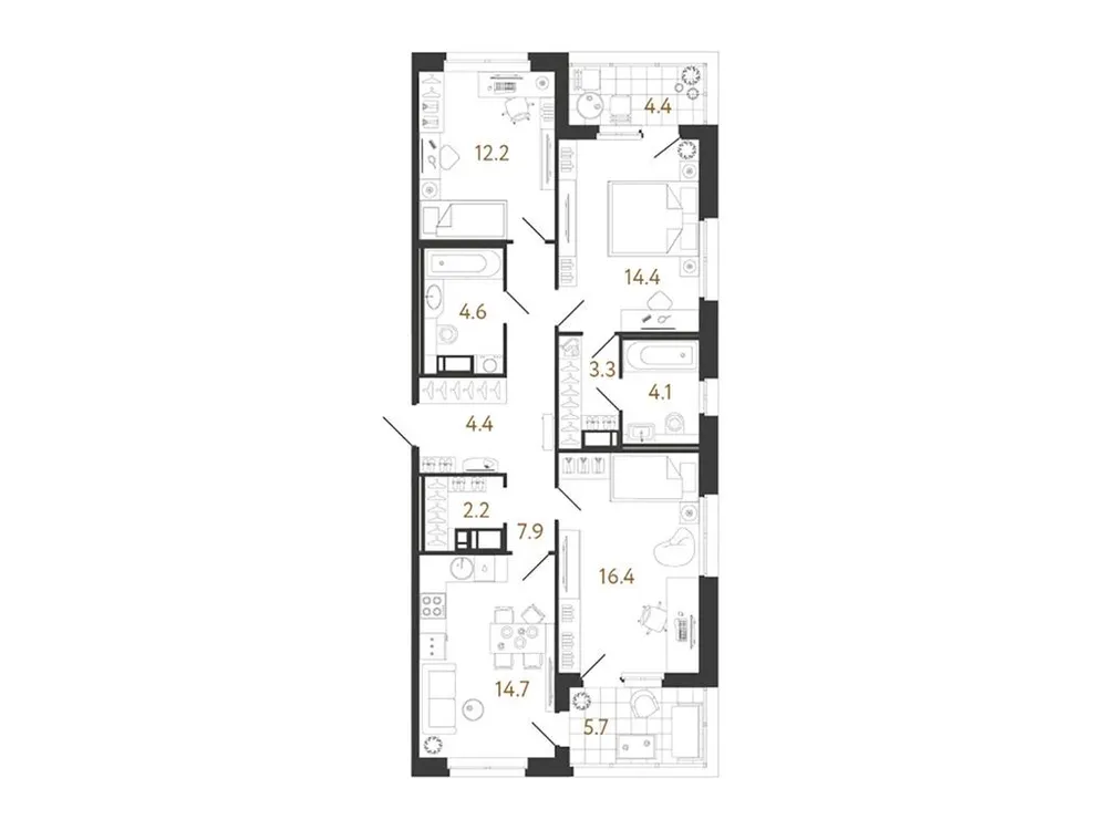 Продается 3-комнатная квартира, 84,2 м² - Фото 1
