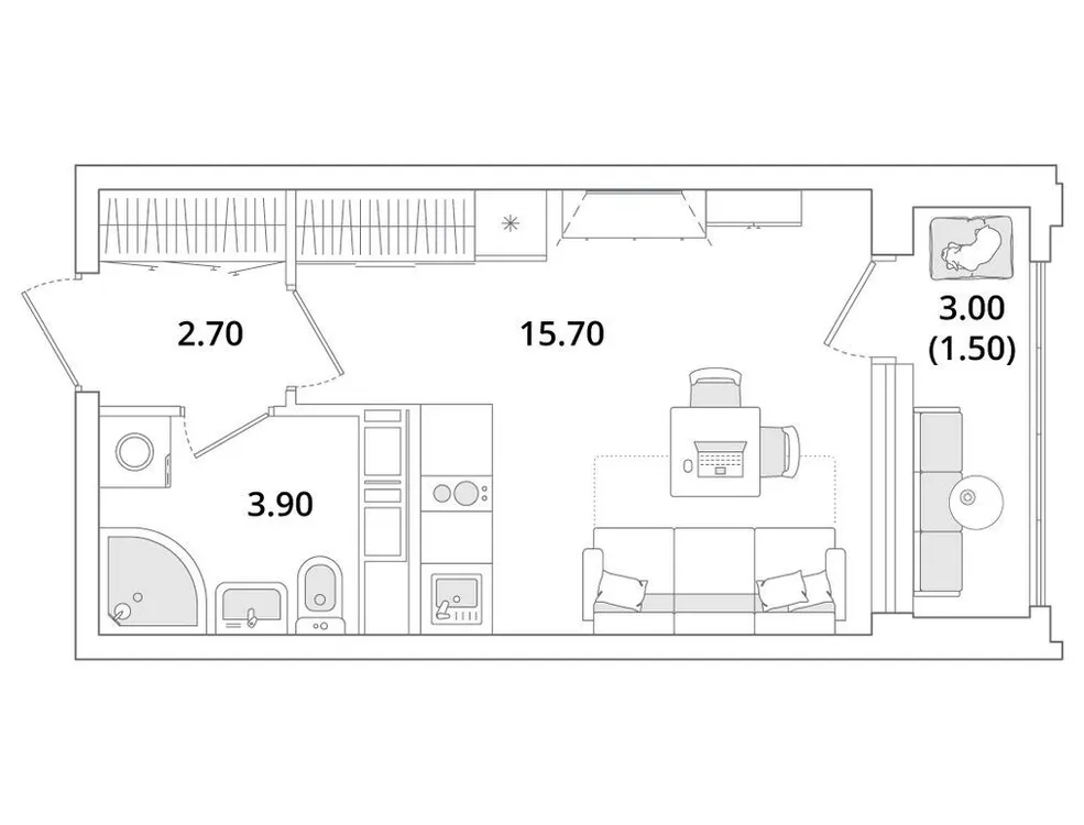 Продается студия, 23,8 м² - Фото 1