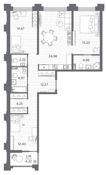 Продается 3-комнатная квартира, 98,3 м² - Фото 1
