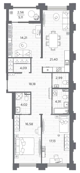 Продается 3-комнатная квартира, 106,1 м² - Фото 1