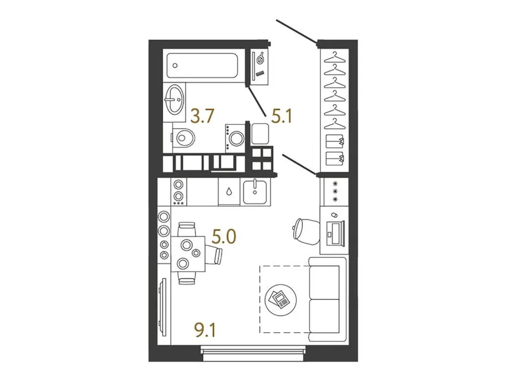 Продается студия, 22,9 м² - Фото 1