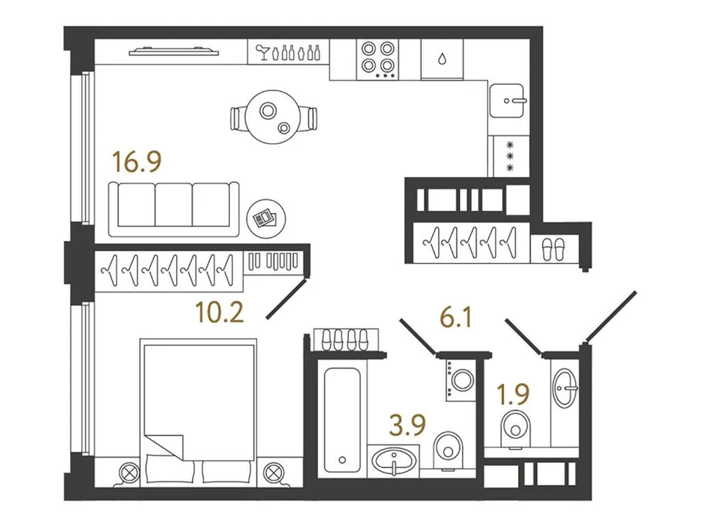 Продается 1-комнатная квартира, 39 м² - Фото 1