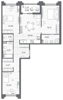Продается 3-комнатная квартира, 91,9 м² - Фото 1
