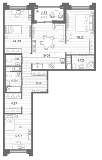 Продается 3-комнатная квартира, 90,1 м² - Фото 1