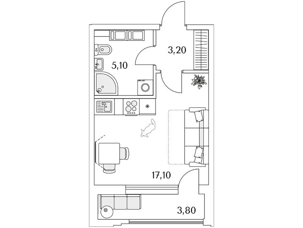 Продается студия, 27,4 м² - Фото 1