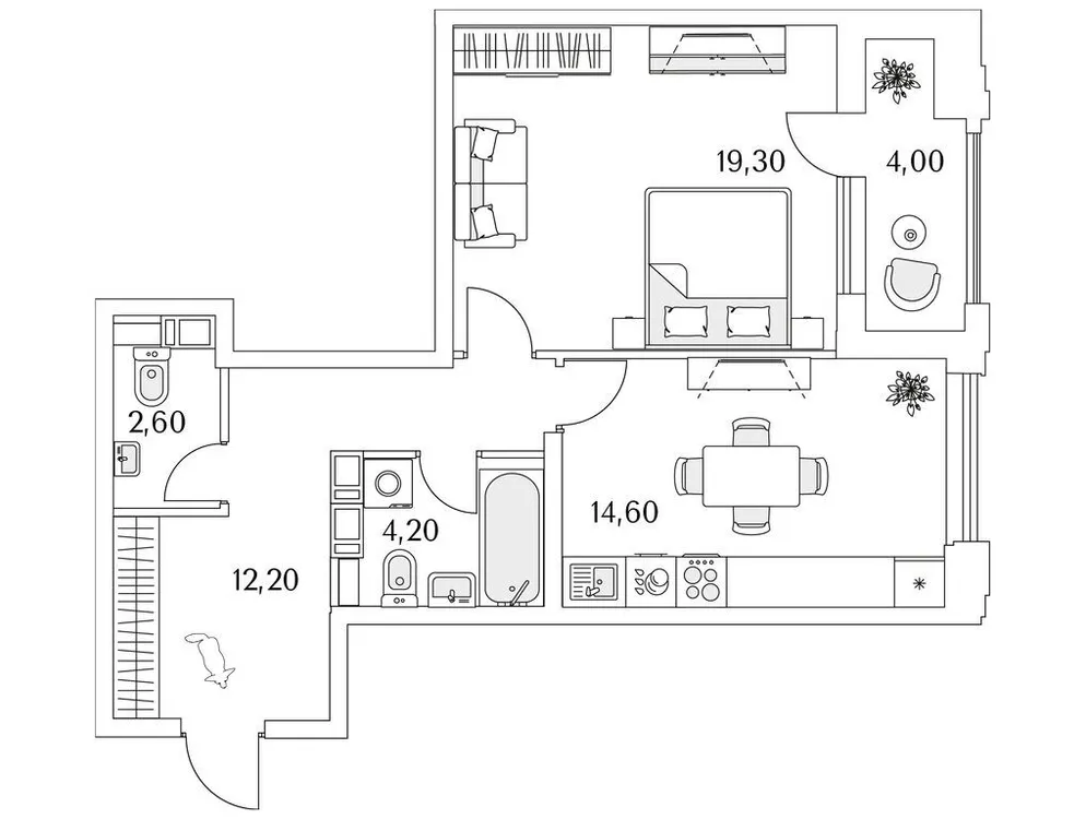 Продается 1-комнатная квартира, 55,2 м² - Фото 1