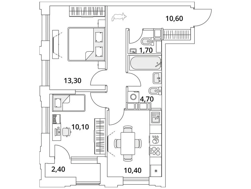 Продается 2-комнатная квартира, 52,3 м² - Фото 1