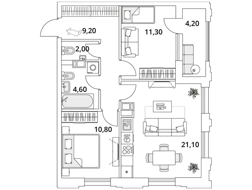 Продается 2-комнатная квартира, 61,2 м² - Фото 1