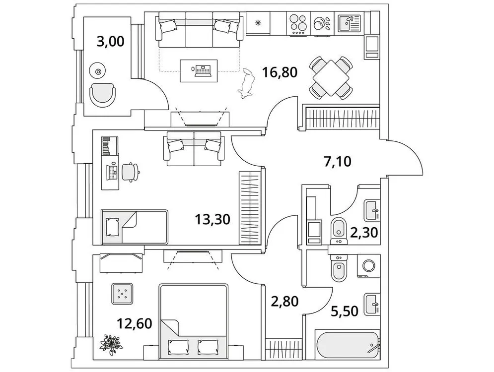 Продается 2-комнатная квартира, 62,5 м² - Фото 1