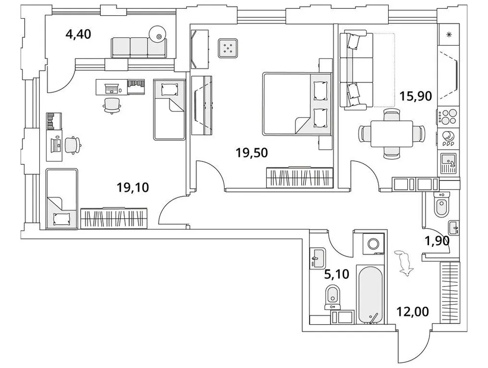 Продается 2-комнатная квартира, 75,6 м² - Фото 1