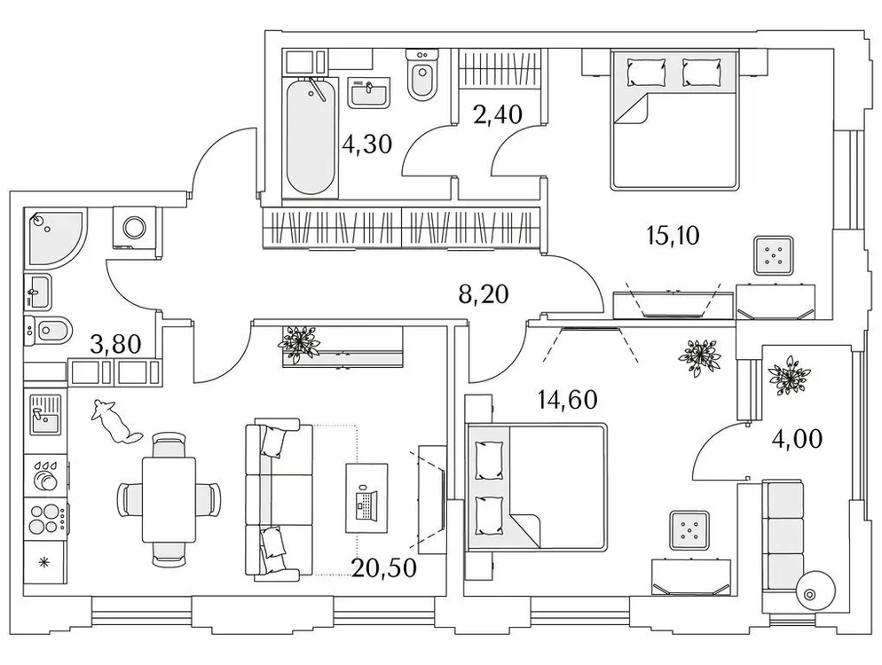 Продается 2-комнатная квартира, 71,4 м² - Фото 1