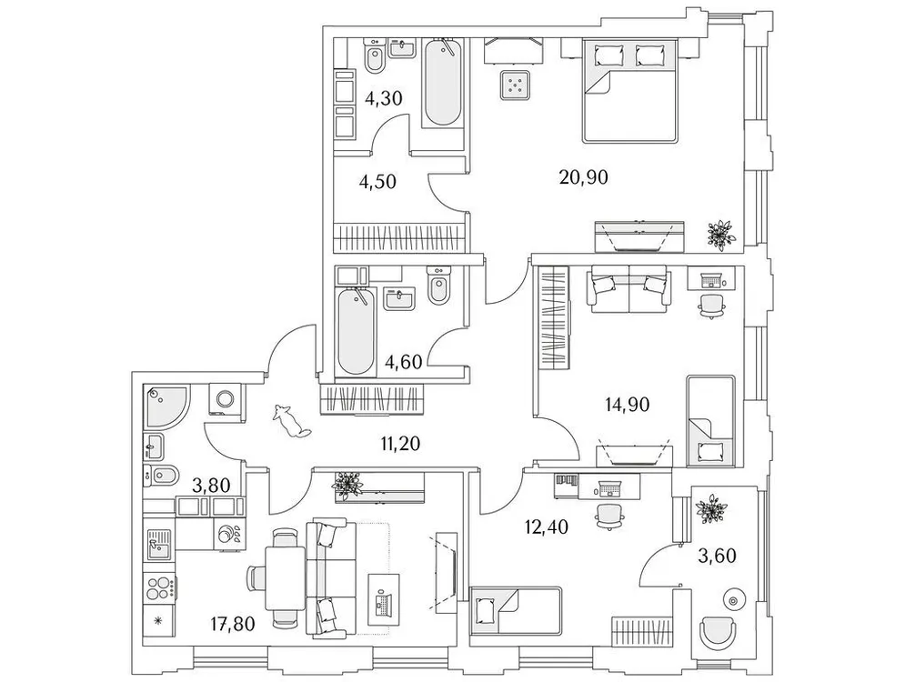 Продается 3-комнатная квартира, 96,6 м² - Фото 1
