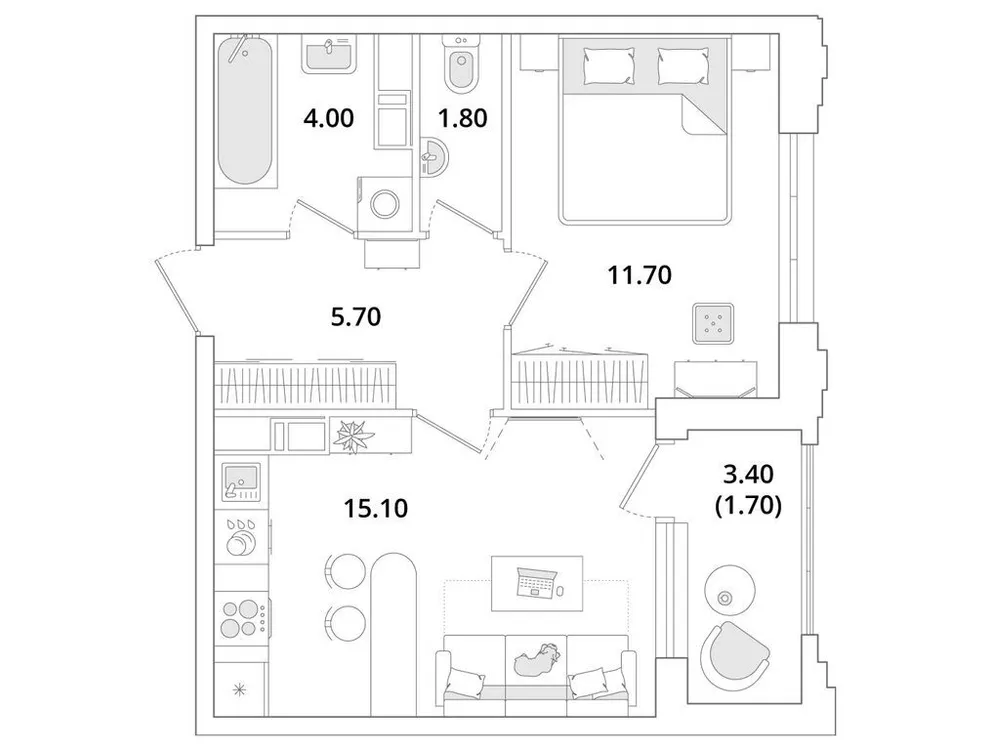 Продается 1-комнатная квартира, 40 м² - Фото 1