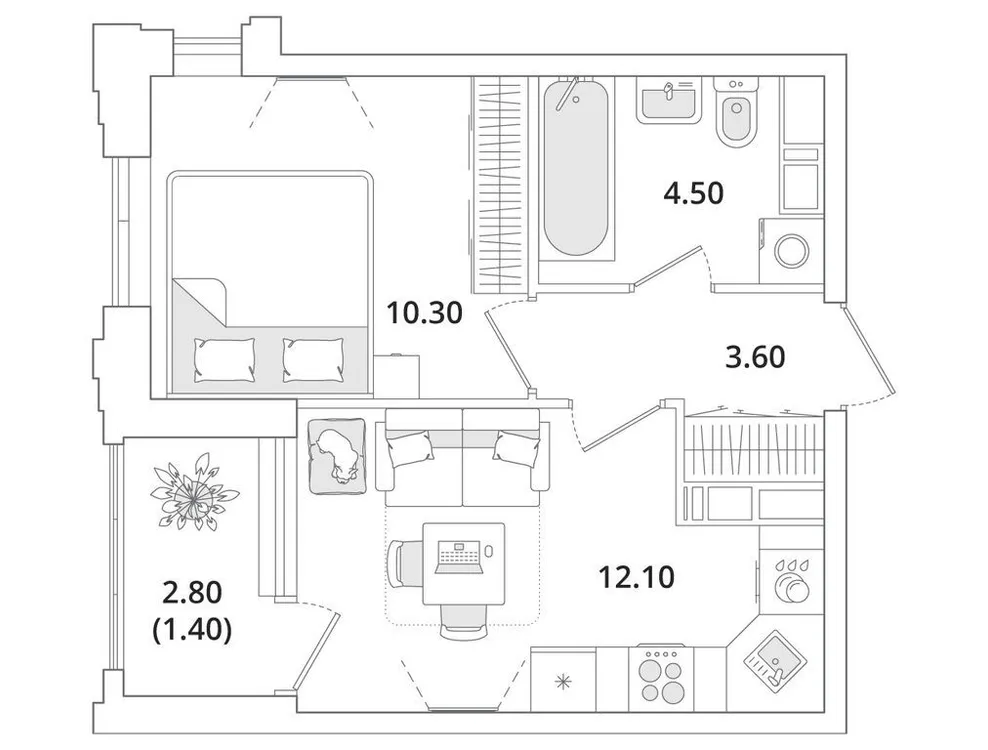Продается 1-комнатная квартира, 32,1 м² - Фото 1